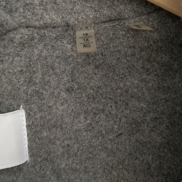 T Tahari Plus Size Kate Fall Winter Wool Cashmere Grey Coat with ruffles - Picture 8 of 12